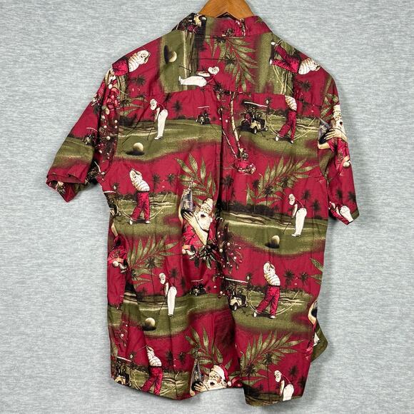 Clearwater Outfitters Short Sleeve Button Down Golfing Santa Christmas Casual - Picture 2 of 4